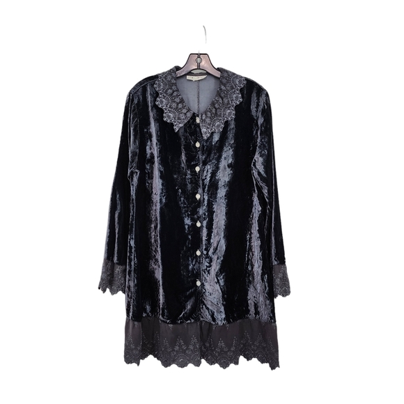 Biya by Johnny Was Women's Vintage 100% Rayon Velvet Button Front Tunic Top - Picture 1 of 9
